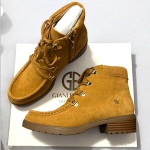 NWT Giani Bernini Brown Suede Lace-Up Boots WITH Side Zipper